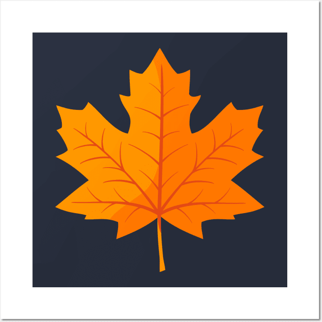 Orange Maple Autumn Leaf Wall Art by RageRabbit